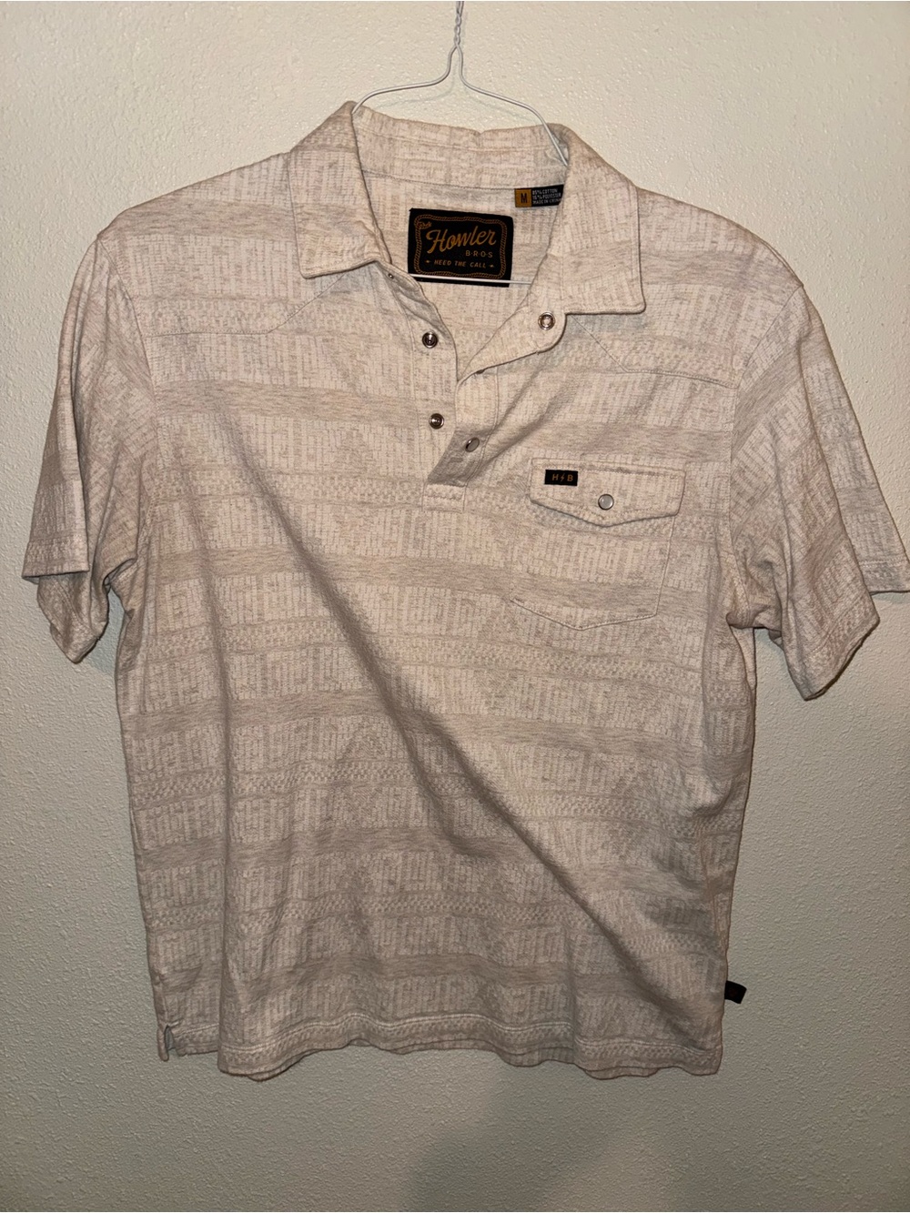 Howler Brothers Men's Beige Textured Short-Sleeve Polo
